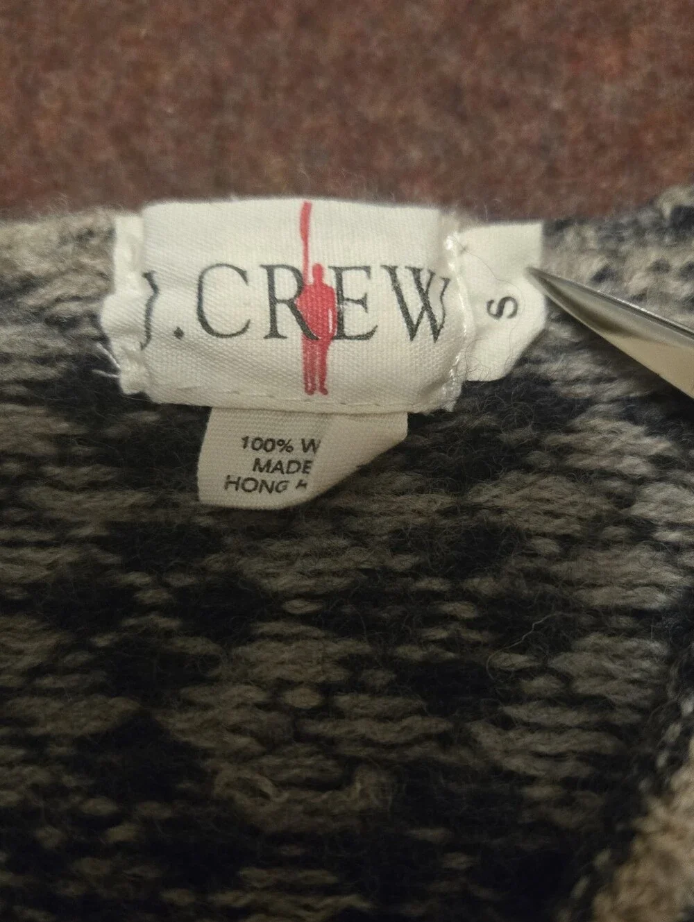 Vintage J. Crew Argyle Sweater Vest Tan & Black Men's Size Small 100% Wool